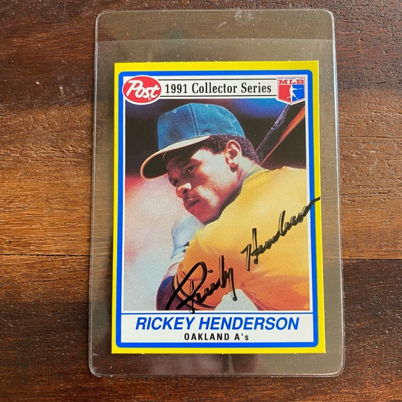 Vintage 1991 Oakland A's Rickey Henderson Signed Autographed Post Baseball Card - Picture 1 of 4